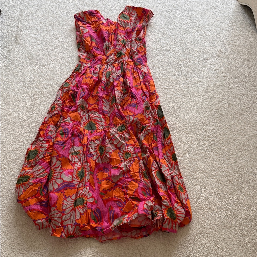 Oliphant Pink and Orange Floral Maxi Dress
